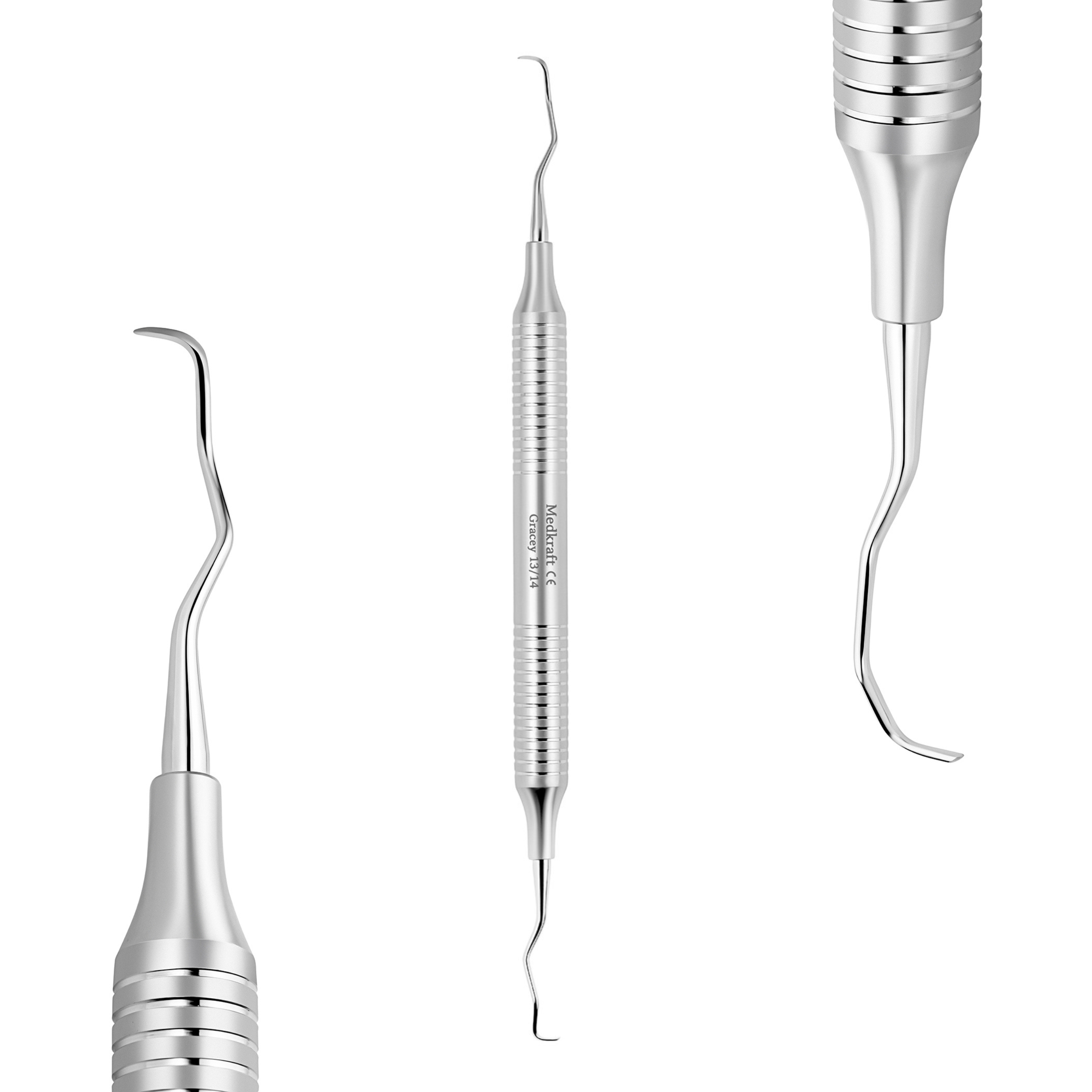 Kit De 7 Curettes Gracey – 1/2 à 13/14, Manche Creux Pro Grip, Acier Inox, Dentaire